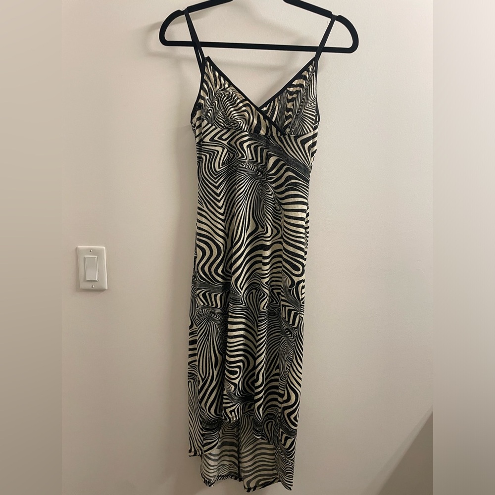 Rampage Black and Cream Patterned Midi Dress